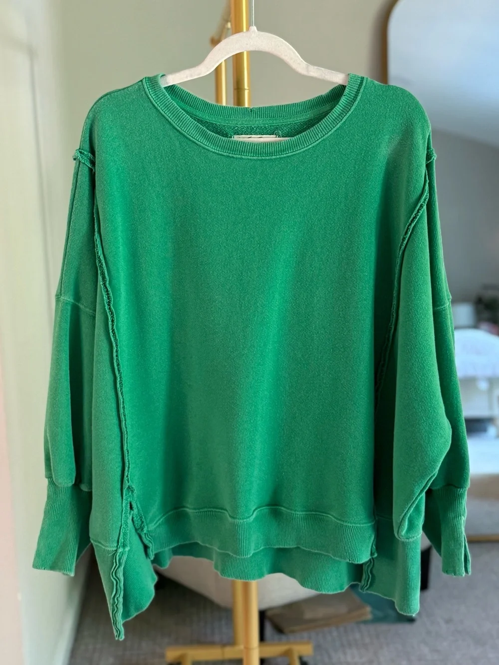 Free People Camden Sweatshirt Rare Tennis | Kelly Green - Size XS - Picture 2 of 9